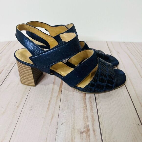 Gabor Bluette Mississippi Midnight Blue Leather Sandals - Picture 1 of 8